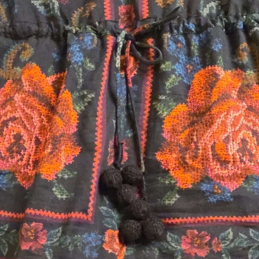 FARM Rio Black Floral Tapestry Mini Dress with Red Roses - Picture 8 of 16